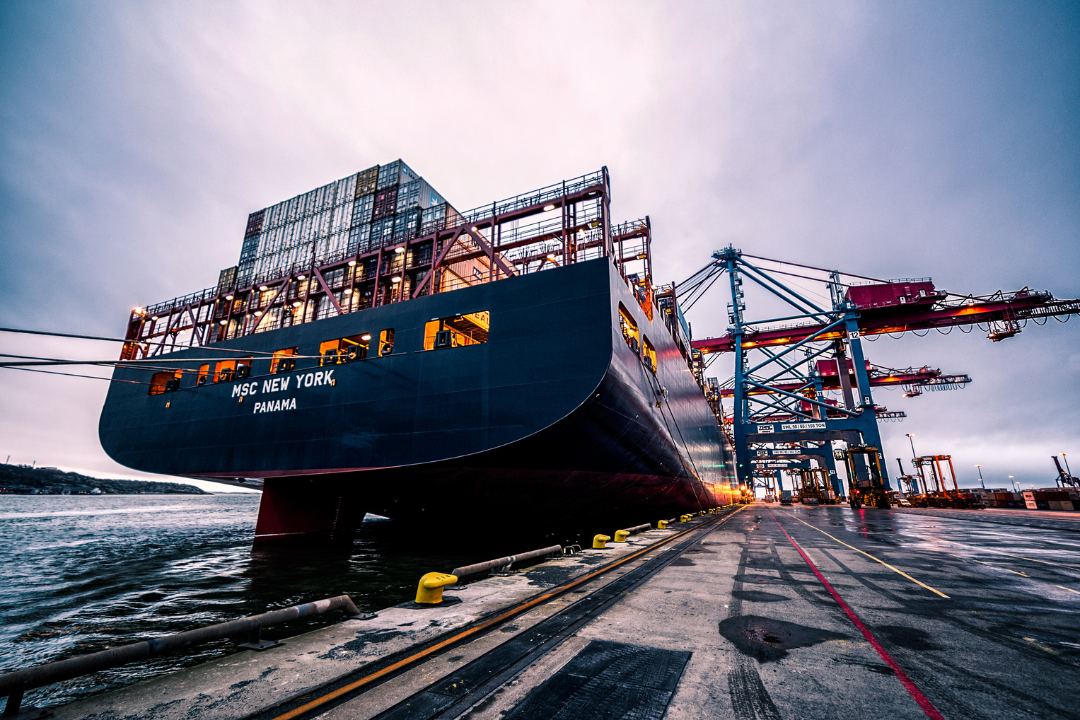 Container vessel at a port terminal